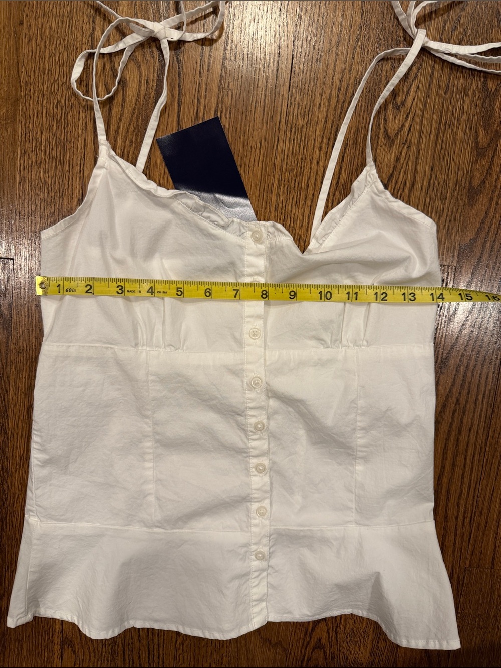 Brandy Melville White Tie-Strap Button-Front Camisole - Picture 3 of 6